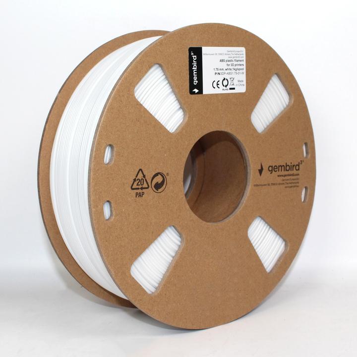 Produktbild Gembird Filamentcassette ABS Spule (ABS, 1.75 mm, 1000 g, Weiss)