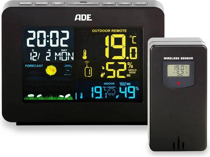 Actual product image ADE Wetterstation mit Funk-Aussensensor Schwarz