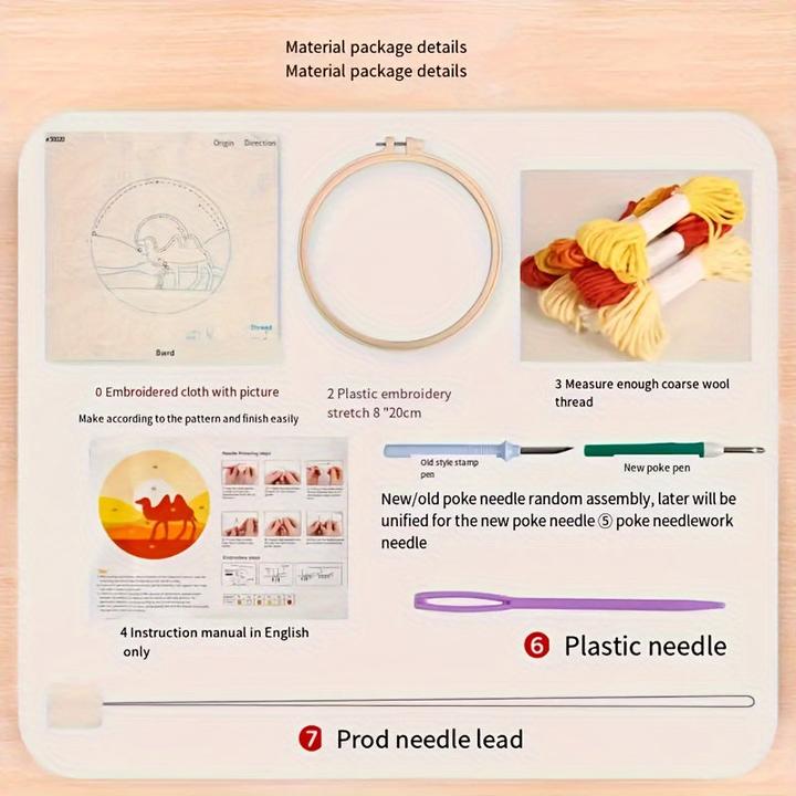 Produktbild Activity Board DIY Punch Needle Embroidery Kit, Seaside Theme Handcraft Set, Multicolor Patterns, mit Pre-Printed