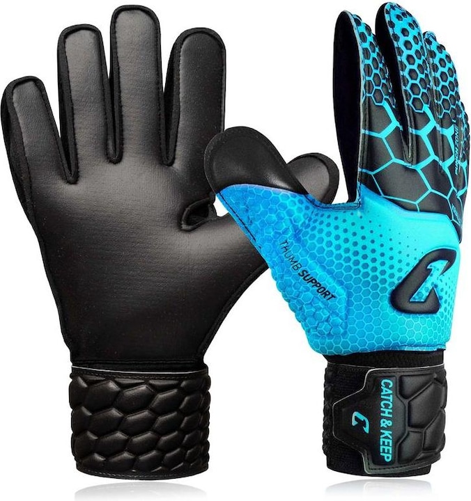 Catch & Keep Fussballhandschuhe Kralle Junior Pro 3.0 Gr. 7 Blau Torwart Keeper Goalie Handschuhe (7)