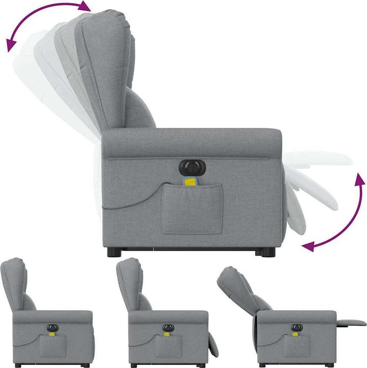 Immagine prodotto vidaXL Poltrona massaggiante elettrica con ausilio per la posizione eretta Tessuto grigio chiaro