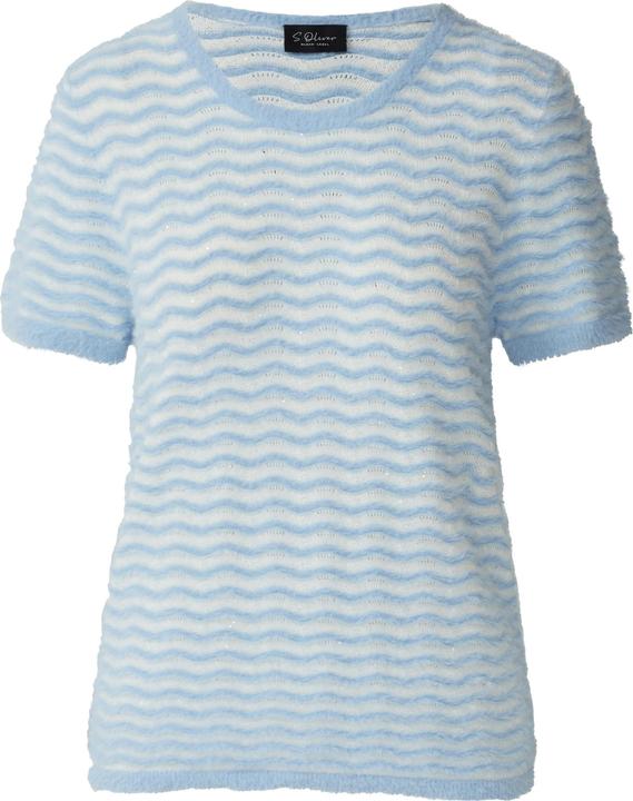 Produktbild s.Oliver Strickpullover Kuscheliger Kurzarm-Pullover mit Wellenstrickmuster und Pailletten (48)