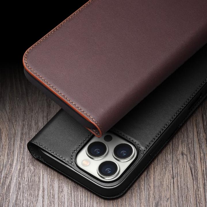 Immagine prodotto QiAlino Fourre Flip cuir véritable foncé mat (Apple iPhone 16)