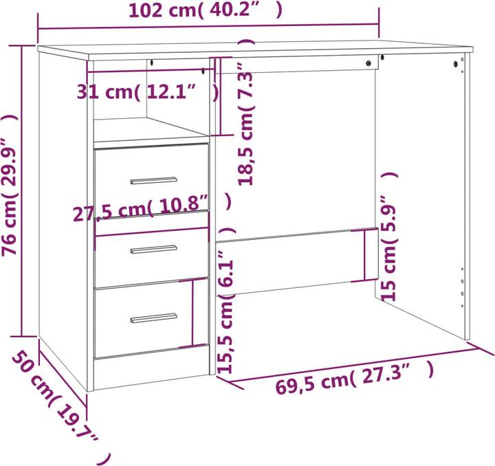 Produktbild VidaXL Lalu (102 x 50 x 76 cm)