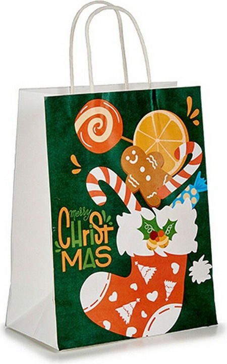 Actual product image Krist+ Papiertaschen Weihnachtsstrumpf grün (12 Stück) (Gift bag, 12 x)