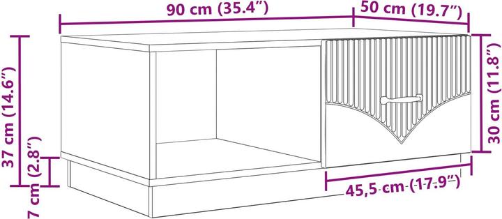 Image du produit vidaXL Couchtisch (90 x 50 x 37 cm)