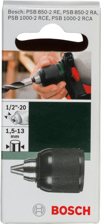 Produktbild Bosch Zubehör Schnellspannbohrfutter, D: 1,5 bis 13 mm, A: 1/2 bis 20, passend zu PSB 850