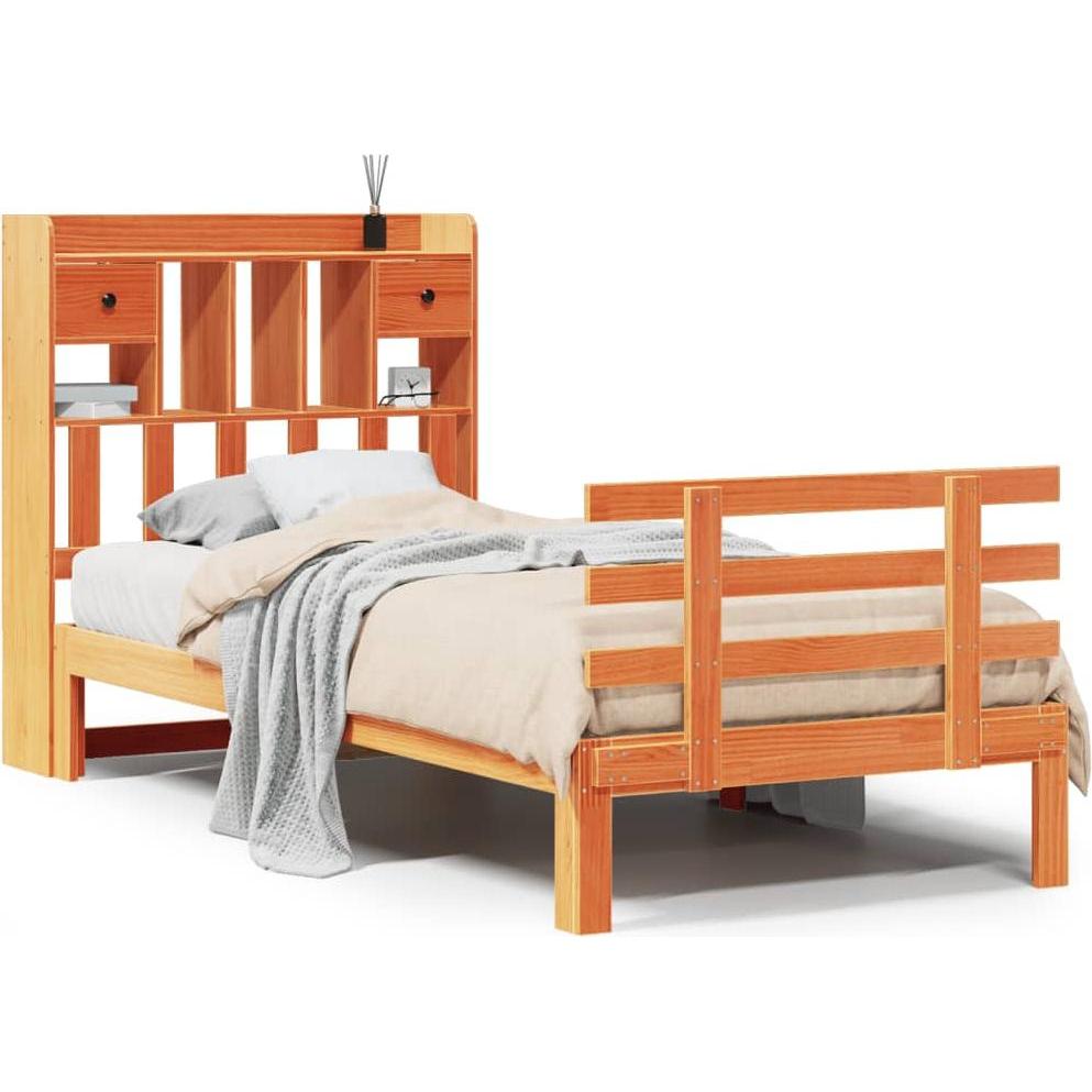 VidaXL, Bett, Massivholzbett Holzbett Bett Einzelbett Bettgestell Wachsbraun 100x200cm (100 x 200 cm)