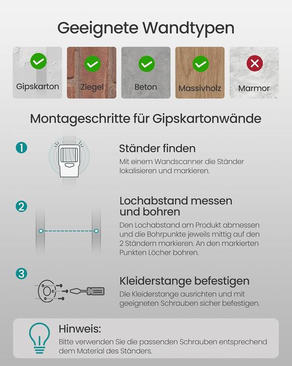 Image du produit Songmics Garderobenleiste Schwarz, 2 Stück im Set, Detailmaterial