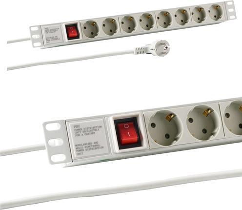 Produktbild EFB Elektronik 1HE Steckdosenleiste 8xCEE 7/3 mit Schalter,Alu (8x, 2 m)