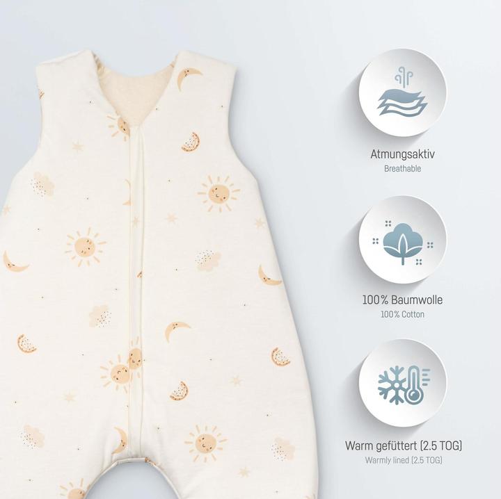 Image du produit Julius Zöllner Sac de couchage annuel bébé Jumper Jersey Happy Sun 104 cm (104 cm, 2.5 TOG, Toute l'année)
