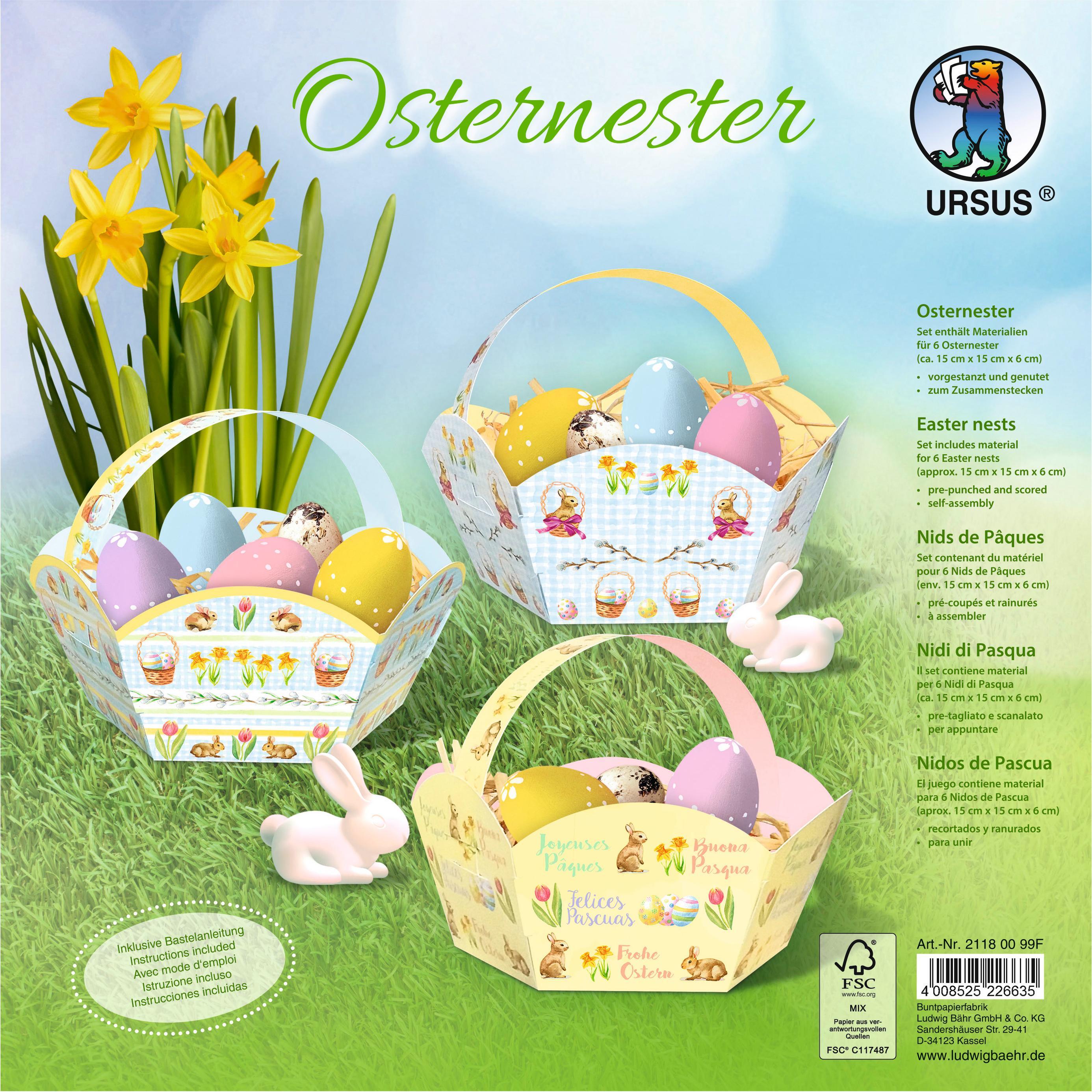 Ursus, Osterdeko, Osterkörbchen-Set (5 x, 0.5 x 26 x 26 cm)