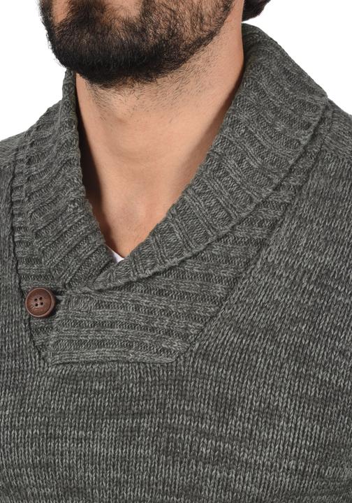 Actual product image Solid Phil Men's Jumper Chunky Knit Pullover With Shawl Collar Made Of 100% Cotton (S)