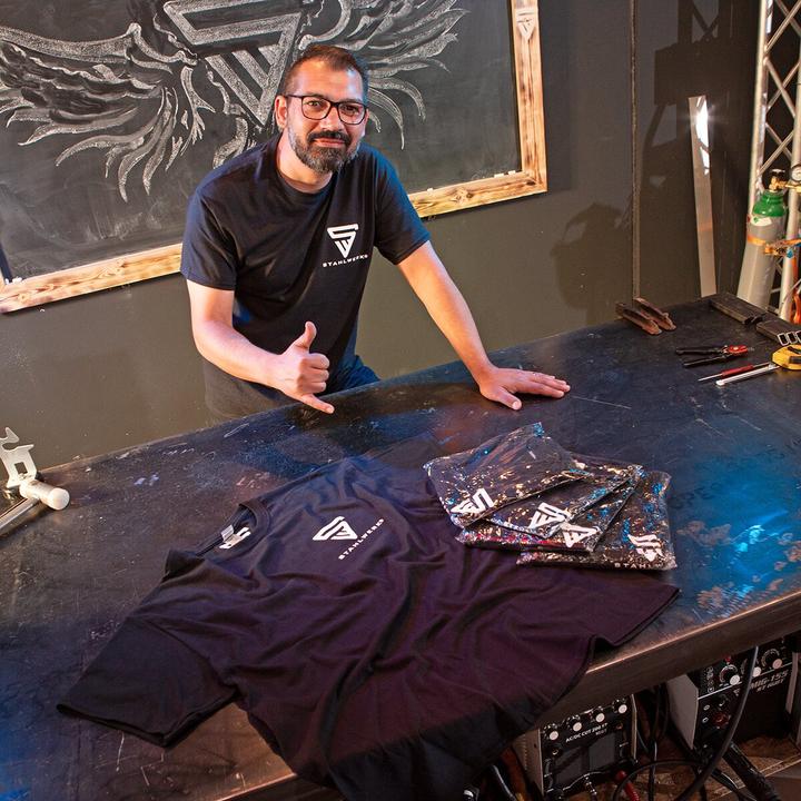 Image du produit Stahlwerk T-shirt Noir Taille L Chemise à manches courtes avec logo imprimé 100% coton (L)