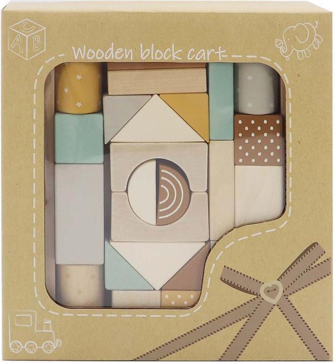 Actual product image Wooden block trolley, 25 pieces.