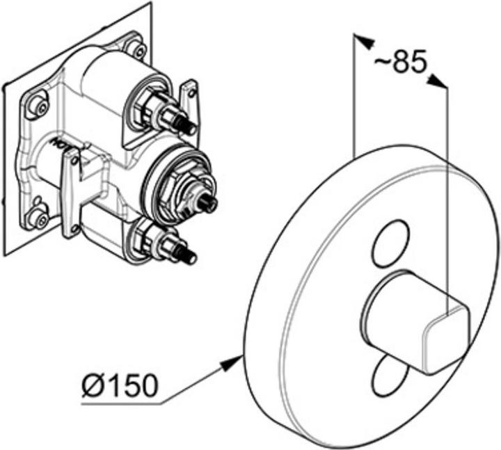 Produktbild Kludi UP-Wanne-/Brause-Armatur PUSH Feinbau-Set m FE rund chr