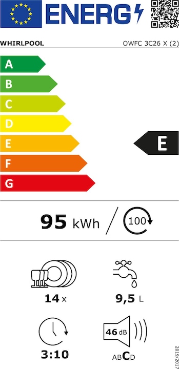 Energy Label Whirlpool OWFC 3C26 X / Vrijstaand