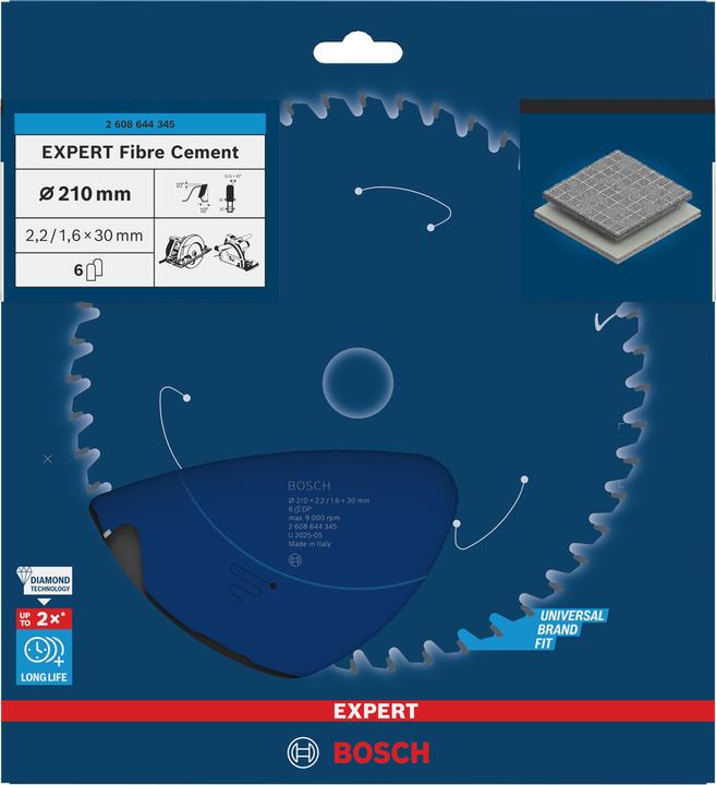 Actual product image Bosch Professional Zubehör Circular saw blade Expert for Fibre Cement, 210 x 30 x 2.2 mm, 6
