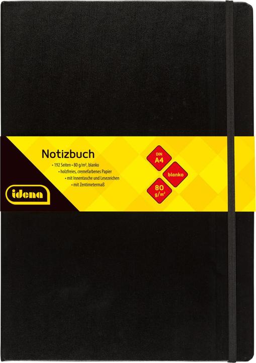 Produktbild Idena Notizbuch A4 blanko schwarz FSC-Mix (A4, Blanko, Harter Einband)