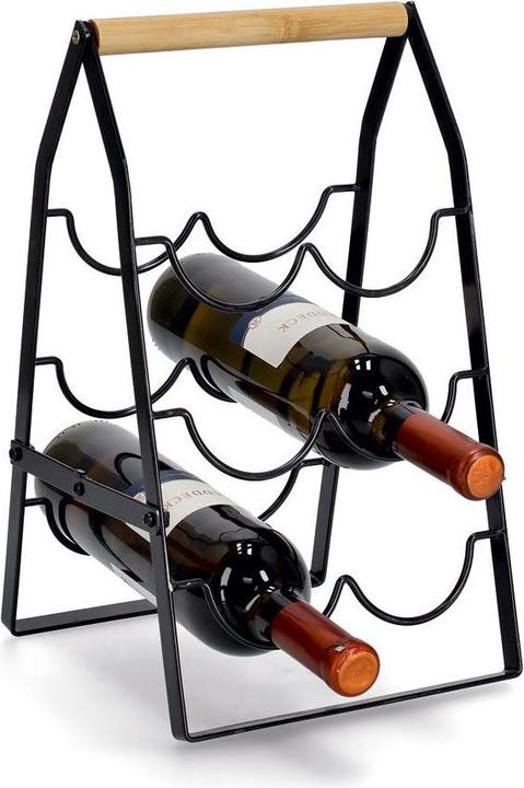 Actual product image Zeller Present Wine rack for 6 bottles, metal/bamboo, black (6 bottles, 23 x 22 x 37.50 cm)