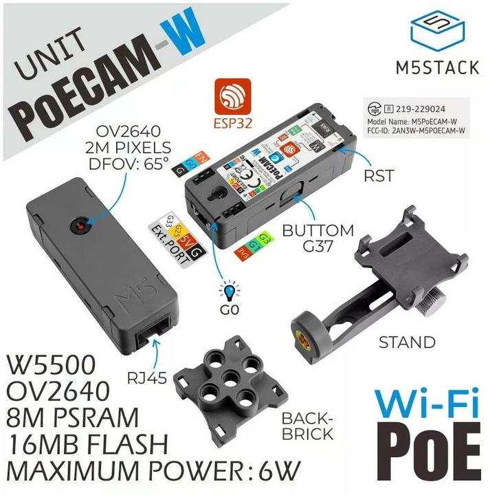 Actual product image M5Stack PoE Camera Module OV2640 with WiFi