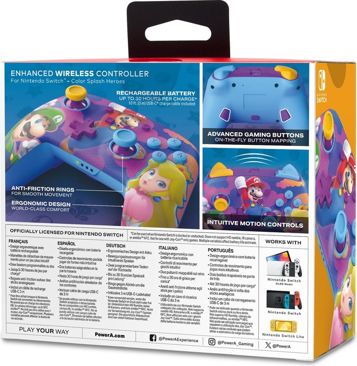 Produktbild PowerA Enhanced Wireless Controller - Colour Splash Heroes (Switch, Switch OLED, Switch Lite)