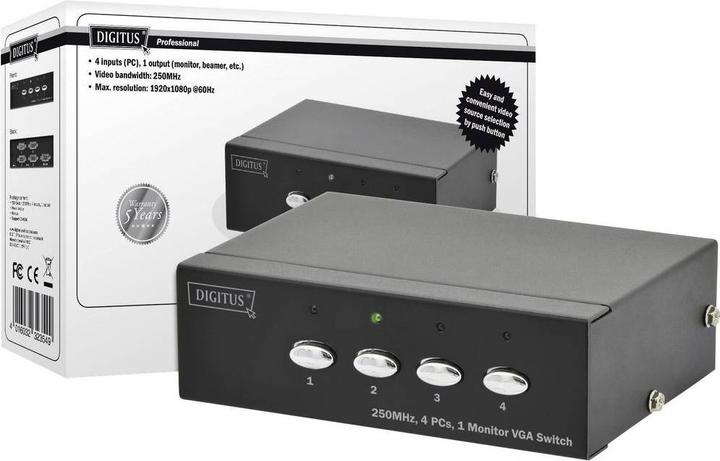Produktbild Digitus VGA Switch 4 PCs, 1 Monitor