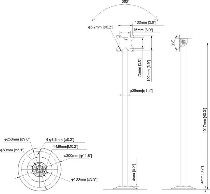 Produktbild Multibrackets M Pro Series Single Pole (Boden, 30", 10 kg)