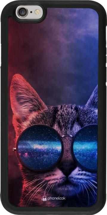 Actual product image PhoneLook Coque Silicone rigide noir Red Blue Cat Glasses (Apple iPhone 6)