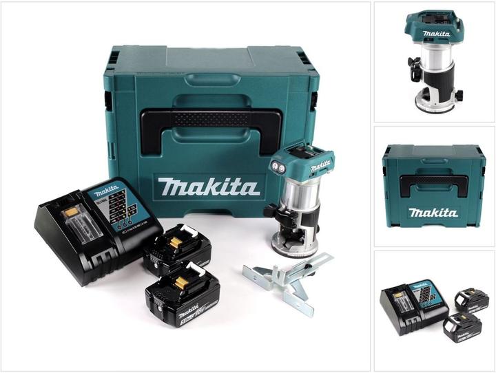 Actual product image Makita DRT 50 RTJ cordless multifunction router brushless 18V + 2x rechargeable batteries 5.0 Ah + quick