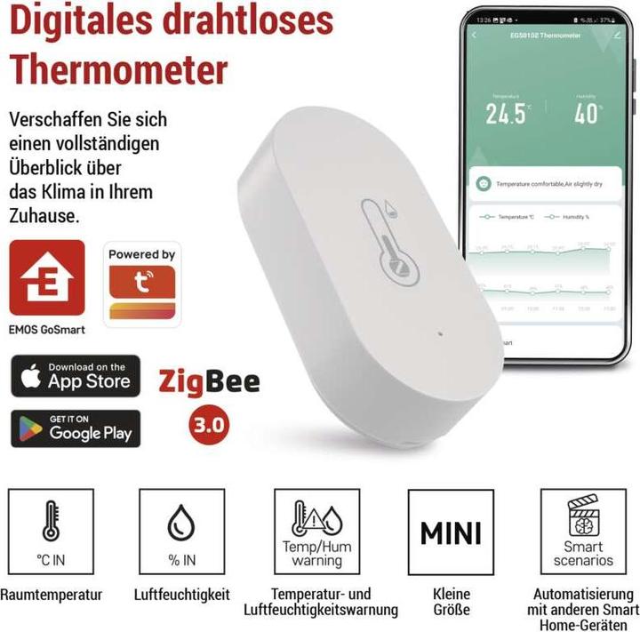 Immagine prodotto Emos GoSmart Termometro digitale senza fili EGS0102 ZigBee