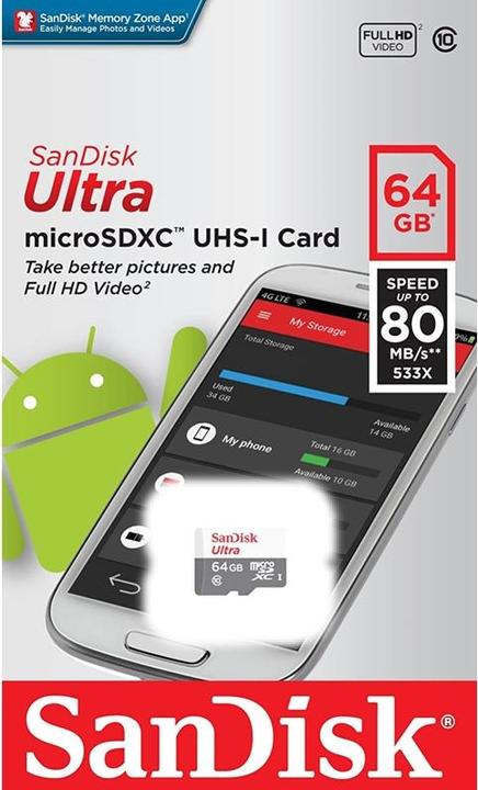 Image du produit SanDisk Ultra Lite microSDXC (64 Go, microSDXC, U1, UHS-I)