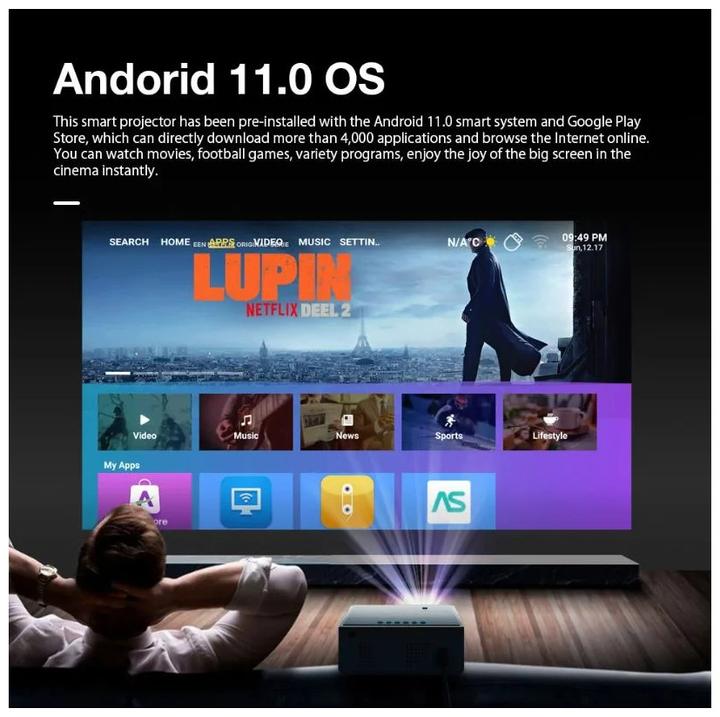 Productafbeelding BlitzWolf Projector, BW-V8, 4K, Android OS (4K, 480 lm, 1.2:1)