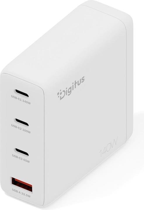 Digitus USB GaN Charger 140W, 3x USB-C, 1x USB-A (140 W, 4 ports)