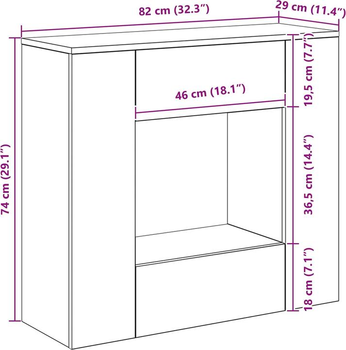 Image du produit vidaXL Konsolentisch (29 x 82 x 74 cm)