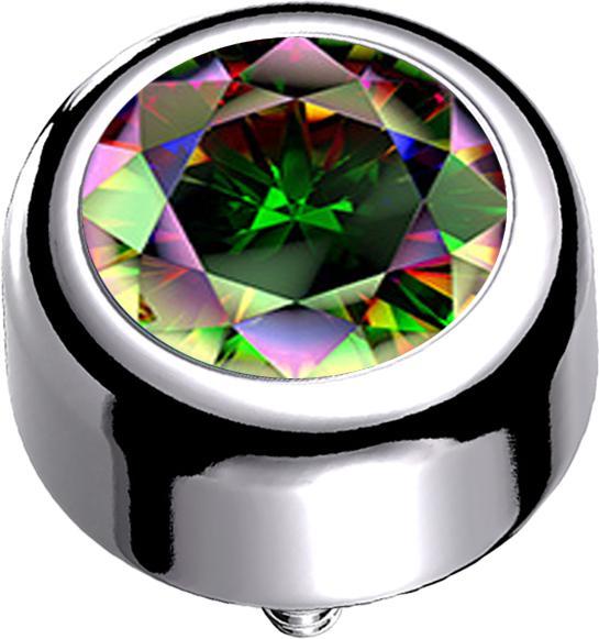 Immagine prodotto Star Piercing Cilindro dermico con ancora dermica argento e cristallo scuro multicolore (senza ottone, Titanio)