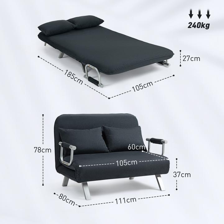 Produktbild Homcom Schlafsofa Polyester, Metall Schwarz