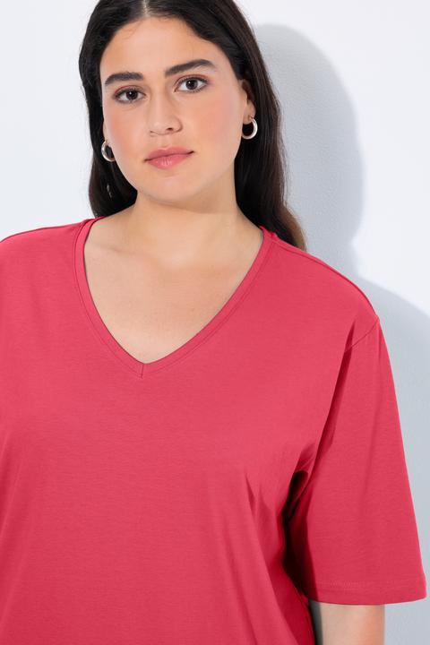 Produktbild Ulla Popken T-Shirt, Basic, Relaxed Fit, V-Ausschnitt, Halbarm (46, 48)
