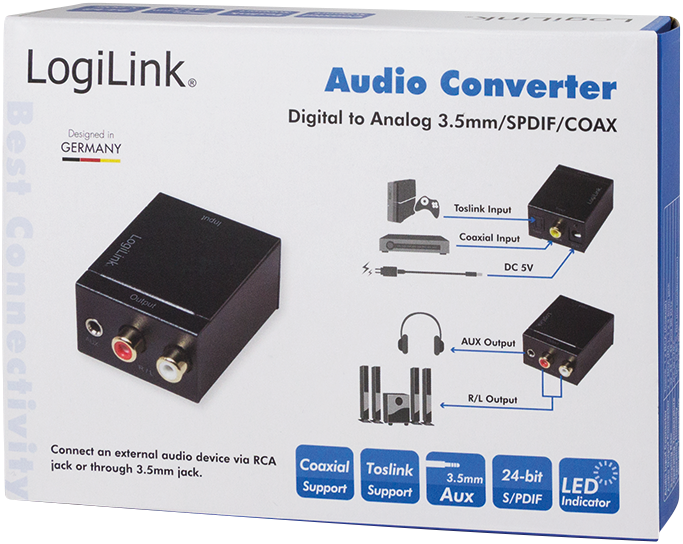 Actual product image LogiLink Coaxial and Toslink Adapter (Digital -> Analog)