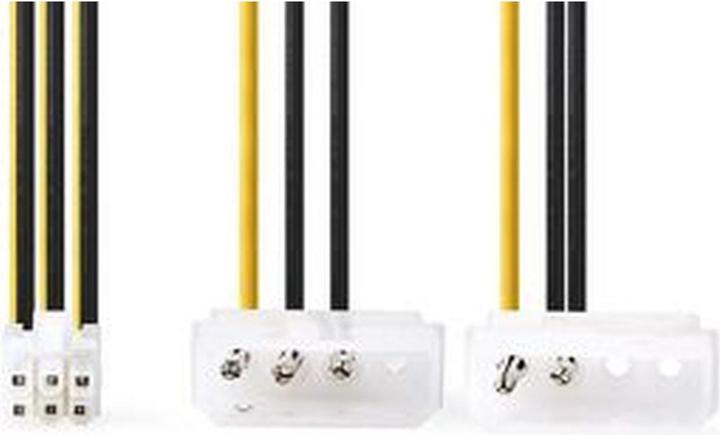 Actual product image Nedis Internal Power Cable 2X Molex Male PCI Express Female Gold Plated 0.20 m Round PVC Black/Yello (15 cm)