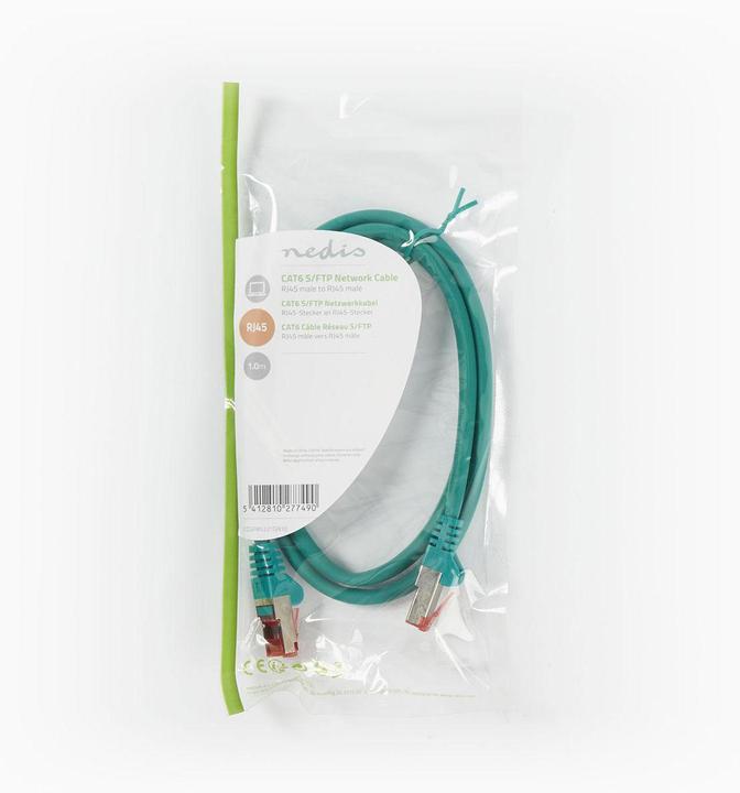 Actual product image Nedis Cat 6 cable | RJ45 male | RJ45 male | S/FTP | 1.00 m | round | LSZH | green | cover (S/FTP, CAT6, 1 m)