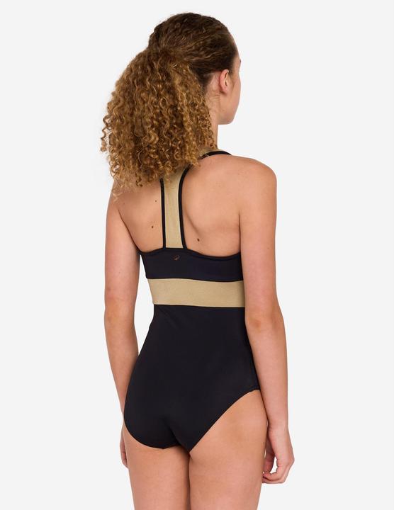 Image du produit Olaian Maillot 1 pièce surf dos Y zip avant fille - 900 Calysta noir et or (140)