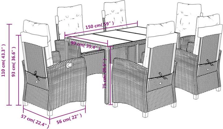 Actual product image vidaXL Garten Essgruppe (150 x 90 x 75 cm)