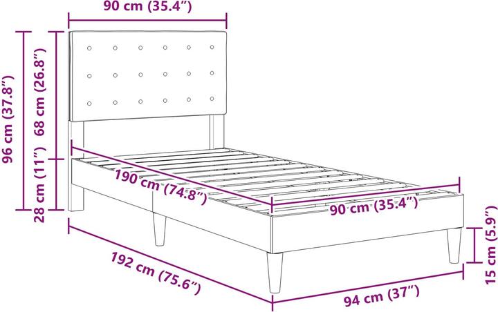 Produktbild vidaXL Bettrahmen (90 x 190 cm)