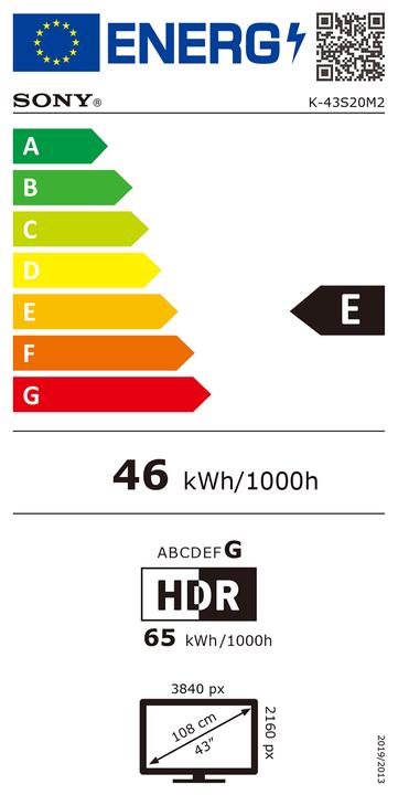 Label énergétique Sony K50S25M2PB (50", Bravia 2 II, LED, 4K, 2026)