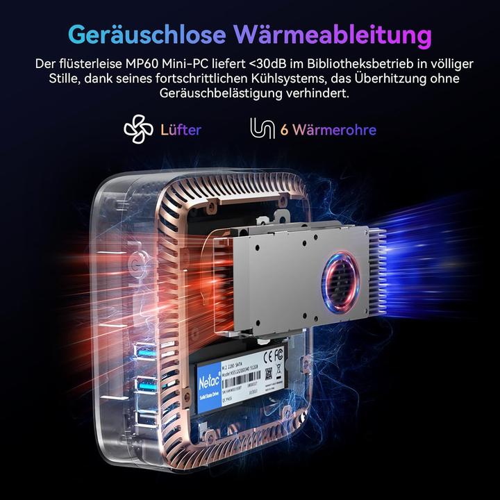 Actual product image Blackview Mini PC MP60 mit Intel Twin Lake N150, 16GB RAM, Windows 11 Pro, erweiterbarer SSD-Speicher (512 GB, 16 GB, Intel N150)