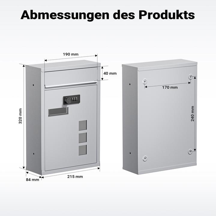 Actual product image Wiltec Wall Mailbox Code Lock Letterbox Postbox Pillar Letter Mail Post Box