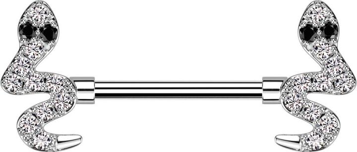 Image du produit Star Piercing Barbell silber Schlange Kristalle silber (Laiton, Acier chirurgical 316L)