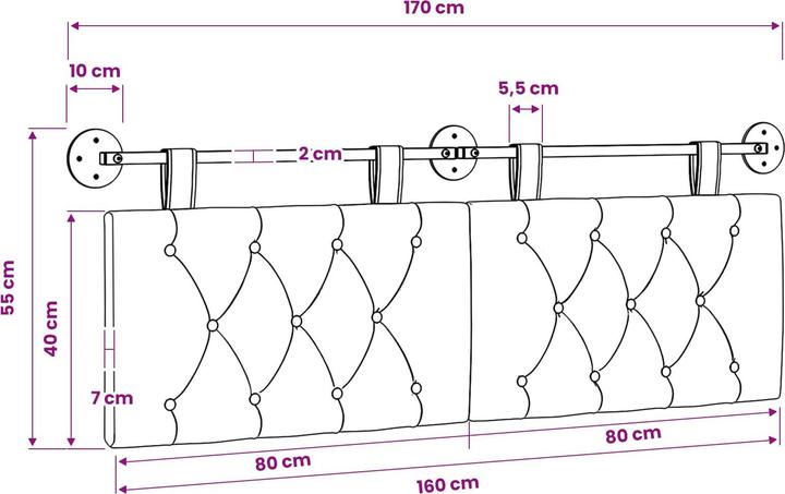 Actual product image vidaXL Modernes Kopfteil (170 x 7 x 7 cm)