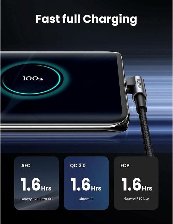Image du produit Ugreen Câble de données USB-C coudé vers USB-A 2.0 A (2 m, USB 2.0, 18 W)